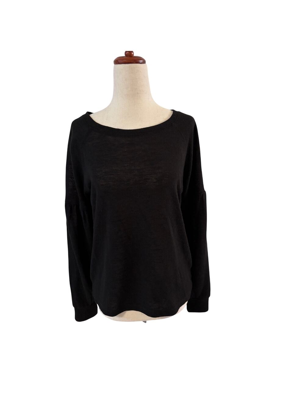 Sanctuary Black Lightweight Sweater Small Drop Shoulder Puff Sleeve